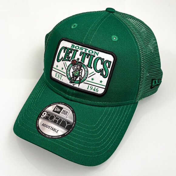 New Era Boston Celtics 9FORTY Plate Trucker Snapback Adjustable Hat Cap OSFM NWT - Picture 1 of 8